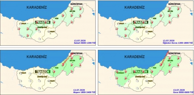 Doğu Karadeniz'de 4 il için sağanak uyarısı